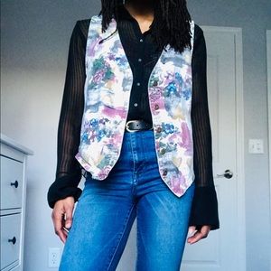 SOLD ::VINTAGE:: Floral Denim Vest